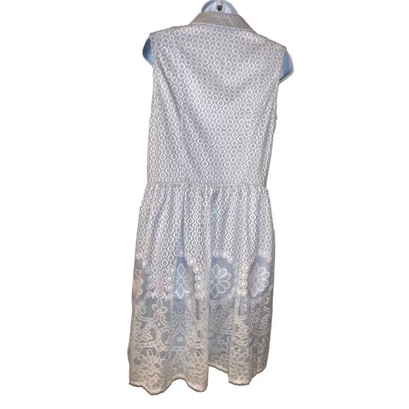 Sandra Darren Women's Dress Size 8 Light Blue with White Lace Overlay - Picture 3 of 5